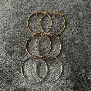 Hoop earrings (set of 3- gold, rose gold, silver)